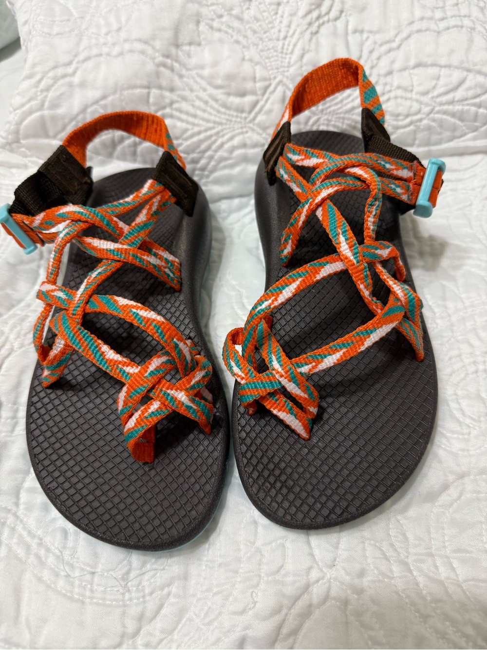 CHACO Sporty Strappy Sandals with Orange & Teal Webbing